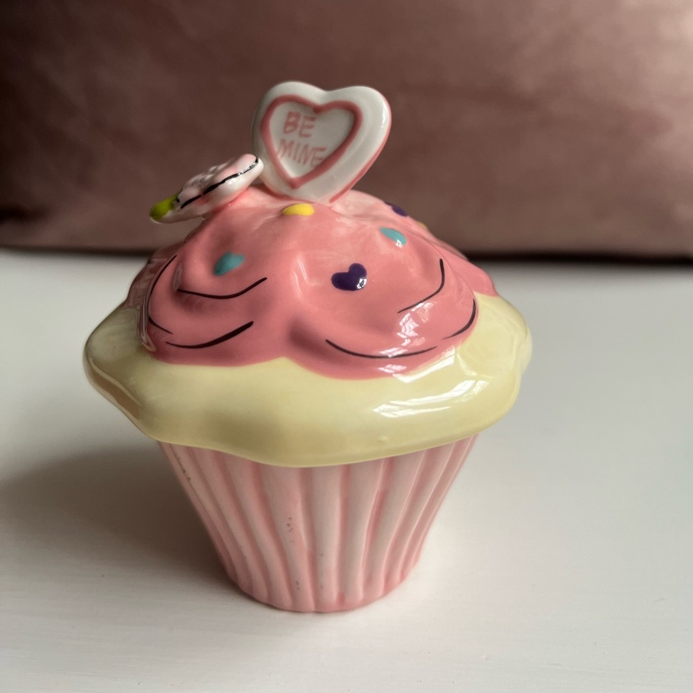 Pink and Cream Heart cupcake’ 🧁 “ Be Mine” Accent Decor item by Heather Goldminc